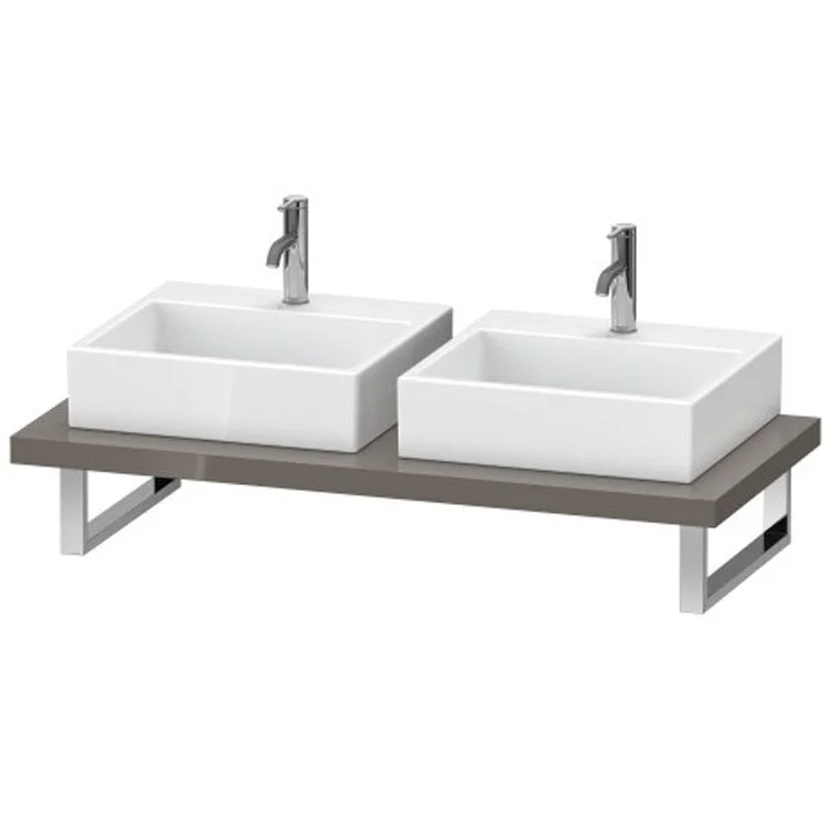 Lavatory Console L-Cube Flannel Gray High Gloss Double Basin 31-1/2 x 21-5/8 Inch 1-3/4 Inch