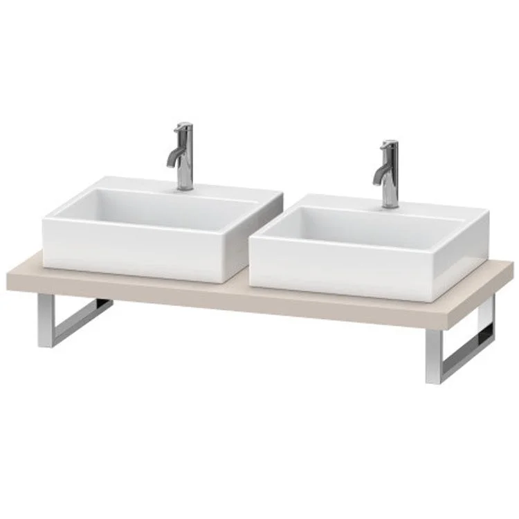 Lavatory Console L-Cube Taupe Matte Double Basin 31-1/2 x 21-5/8 Inch Ceramic 1-3/4 Inch