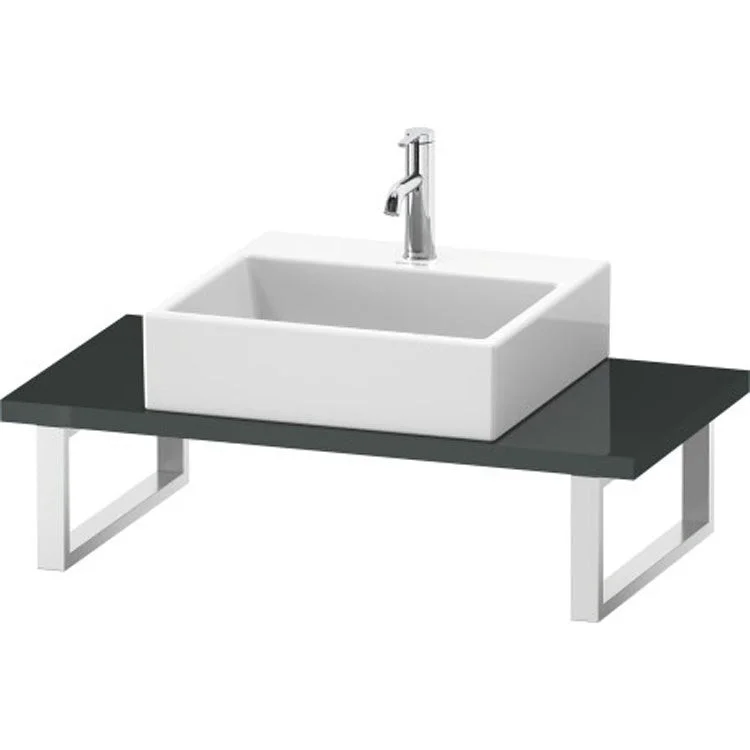 Lavatory Console L-Cube Dolomiti Gray High Gloss Single Basin Compact 31-1/2 x 18-7/8 Inch Ceramic 1-1/8 Inch