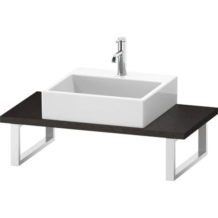 Lavatory Console L-Cube Brushed Dark Oak Single Basin Compact 31-1/2 x 18-7/8 Inch 1-1/8 Inch