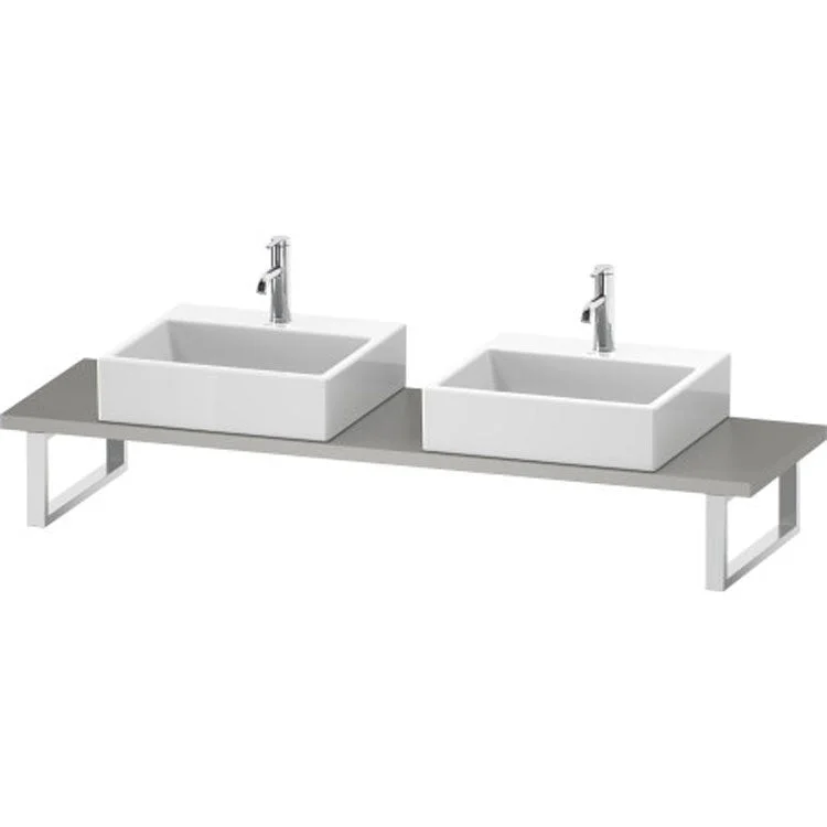 Lavatory Console L-Cube Concrete Gray Matte Double Basin Compact 31-1/2 x 18-7/8 Inch