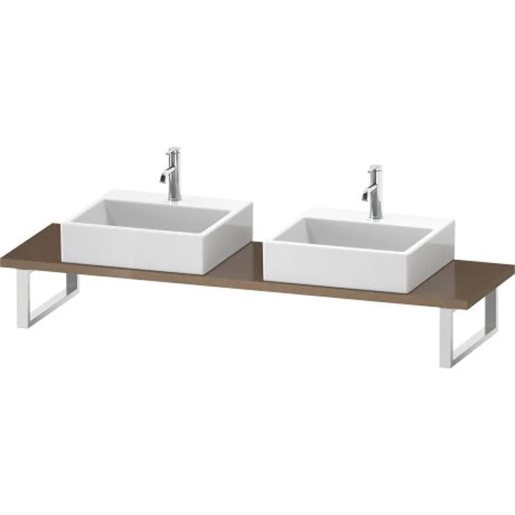 Lavatory Console L-Cube Oak Cashmere Double Basin Compact 31-1/2 x 18-7/8 Inch 1-1/8 Inch Two Cut-Outs