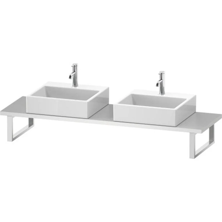 Lavatory Console L-Cube White Matte Double Basin Compact 31-1/2 x 18-7/8 Inch Ceramic 1-1/8 Inch