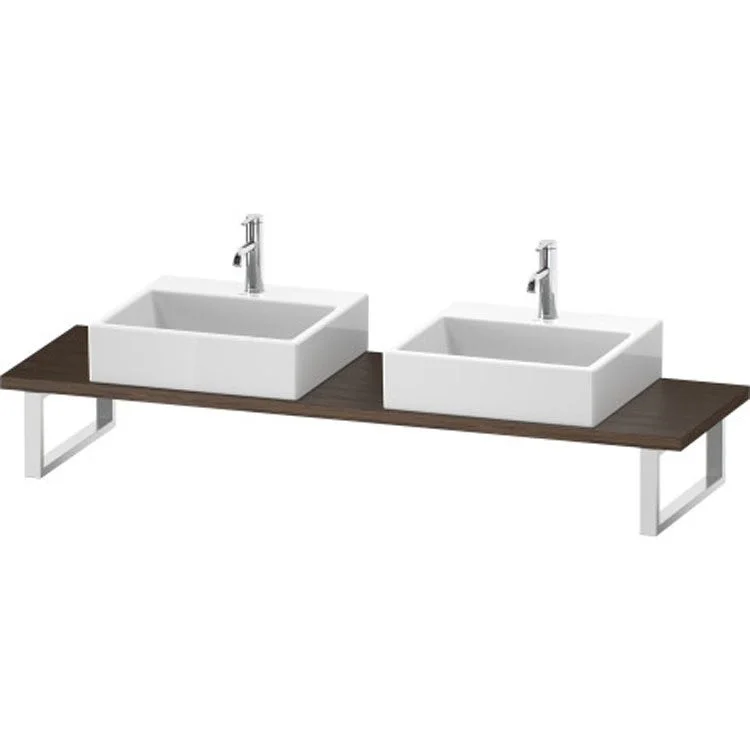 Lavatory Console L-Cube Dark Walnut Double Basin Compact 31-1/2 x 18-7/8 Inch