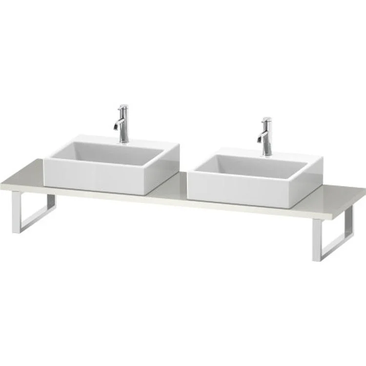 Lavatory Console L-Cube White High Gloss Double Basin Compact 31-1/2 x 18-7/8 Inch