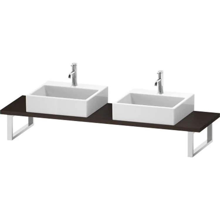 Lavatory Console L-Cube Brushed Walnut Double Basin Compact 31-1/2 x 18-7/8 Inch 1-1/8 Inch Two Cut-Outs