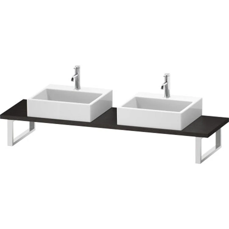 Lavatory Console L-Cube Brushed Dark Oak Double Basin Compact 31-1/2 x 18-7/8 Inch