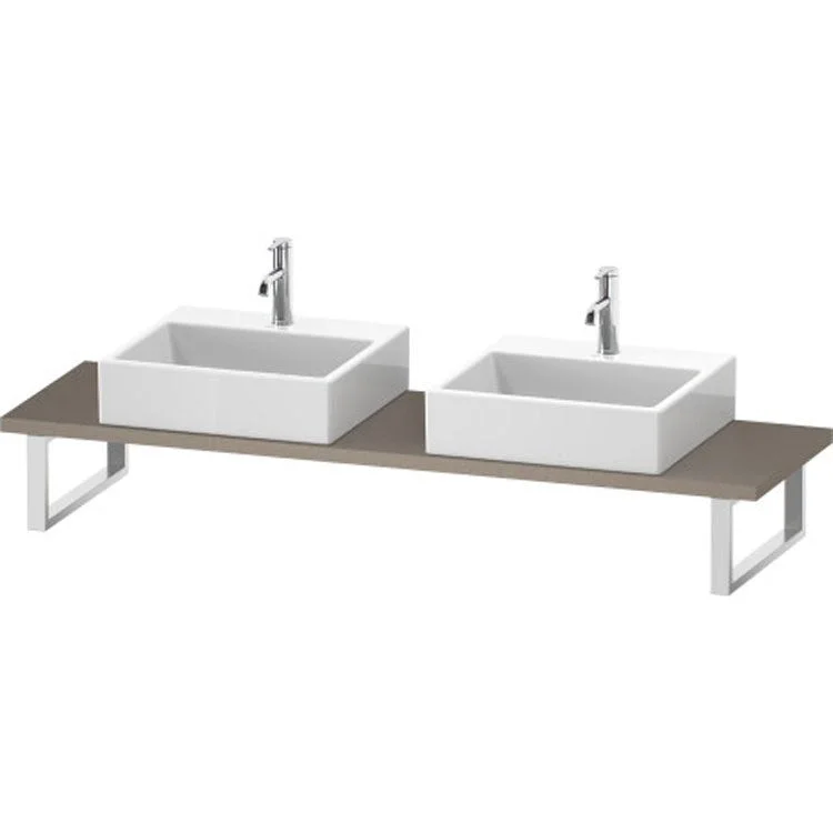 Lavatory Console L-Cube Linen Double Basin Compact 31-1/2 x 18-7/8 Inch Ceramic 1-1/8 Inch