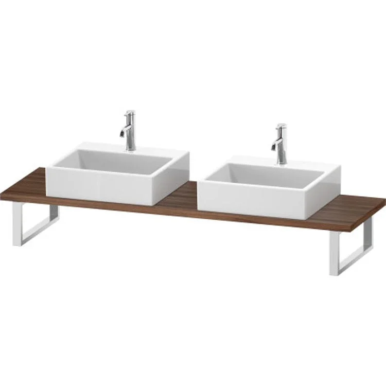 Lavatory Console L-Cube Natural Walnut Double Basin Compact 31-1/2 x 18-7/8 Inch