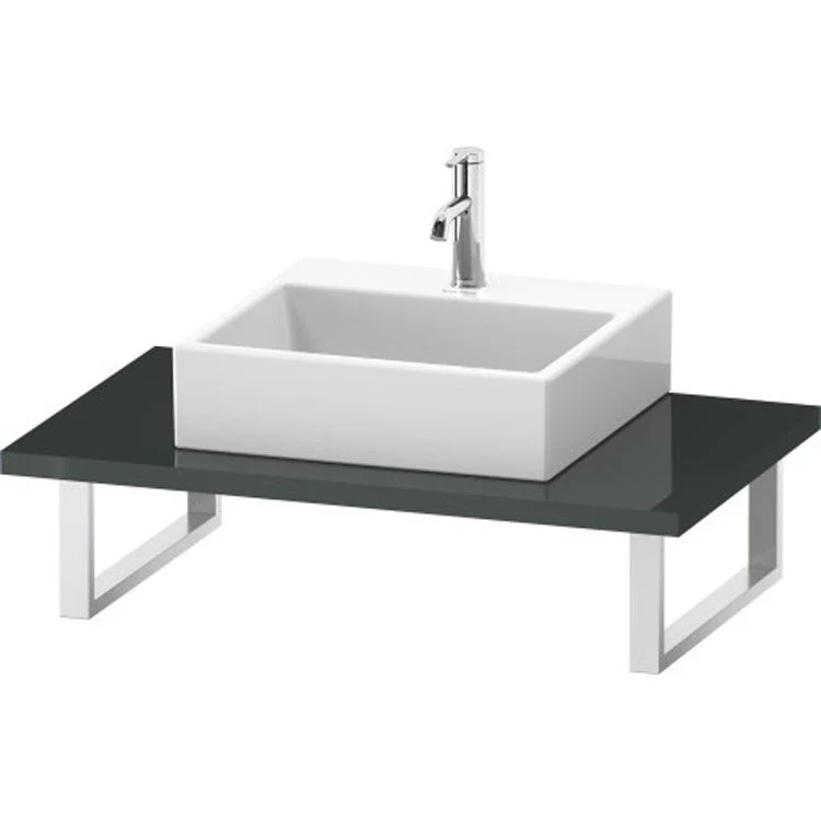 Lavatory Console L-Cube Dolomiti Gray High Gloss Single Basin 31-1/2 x 21-5/8 Inch 1-1/8 Inch One Cut-Out