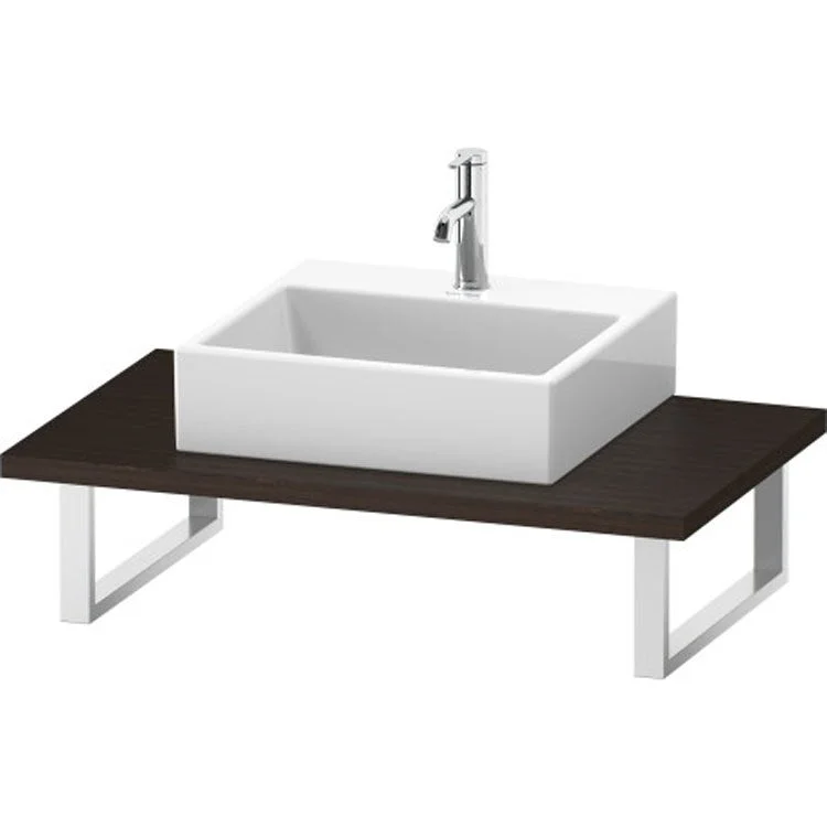 Lavatory Console L-Cube Brushed Walnut Single Basin 21-5/8 x 31-1/2 Inch 1-1/8 Inch