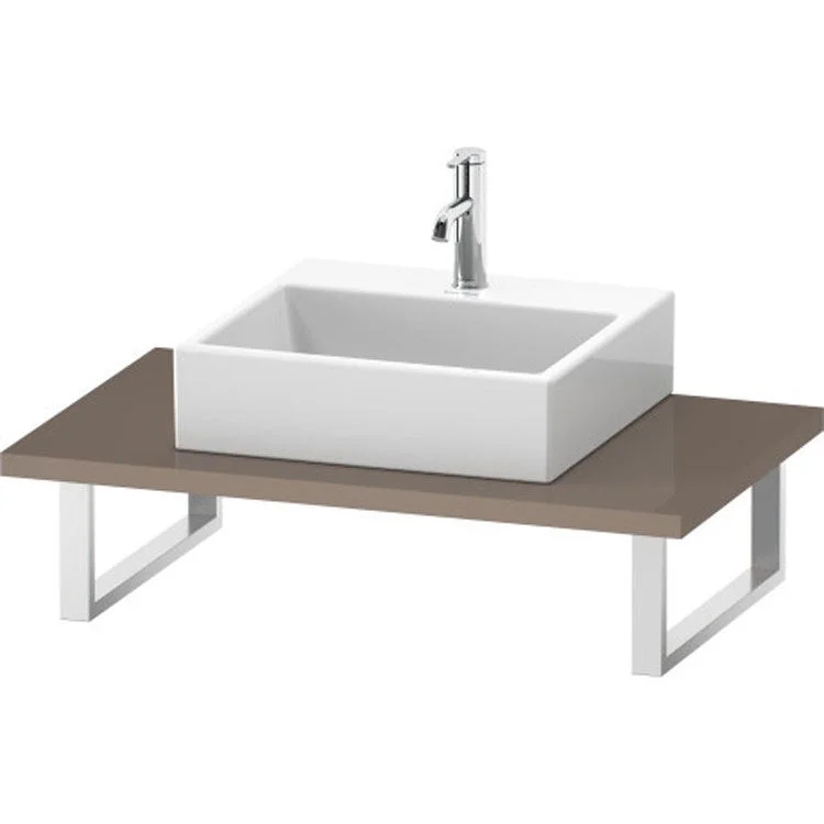 Lavatory Console L-Cube Cappuccino High Gloss Single Basin 21-5/8 x 31-1/2 Inch 1-1/8 Inch