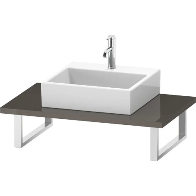 Lavatory Console L-Cube Flannel Gray High Gloss Single Basin 31-1/2 x 21-5/8 Inch 1-1/8 Inch