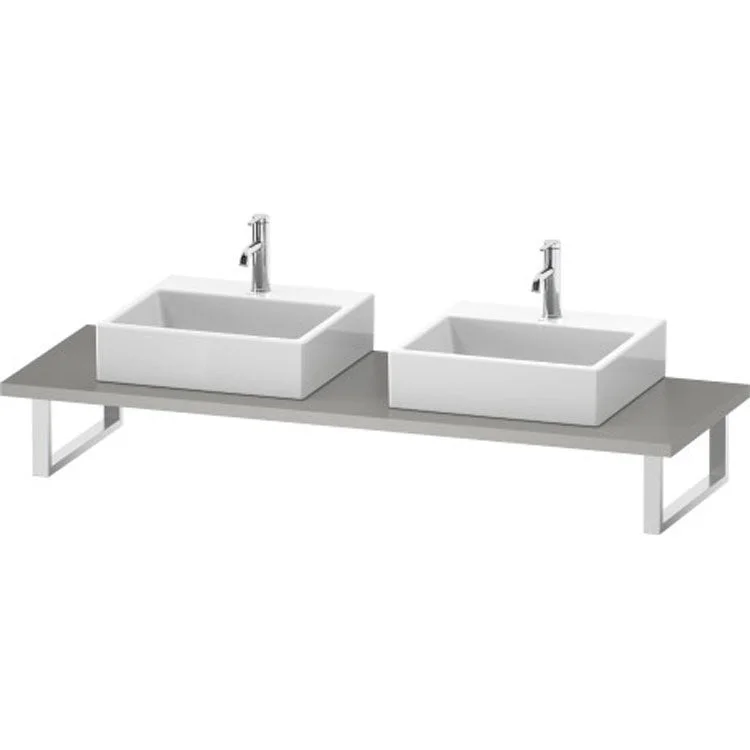 Lavatory Console L-Cube Concrete Gray Matte Double Basin 31-1/2 x 21-5/8 Inch 1-1/8 Inch