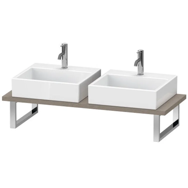 Lavatory Console L-Cube Oak Cashmere Double Basin 31-1/2 x 21-5/8 Inch 1-1/8 Inch