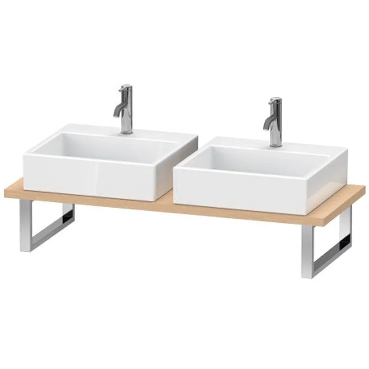 Lavatory Console L-Cube Brushed Oak Double Basin 31-1/2 x 21-5/8 Inch 1-1/8 Inch