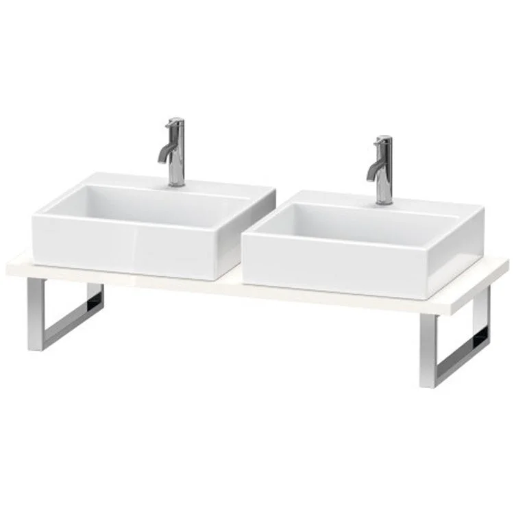 Lavatory Console L-Cube White High Gloss Double Basin 21-5/8 x 31-1/2 Inch 1-1/8 Inch