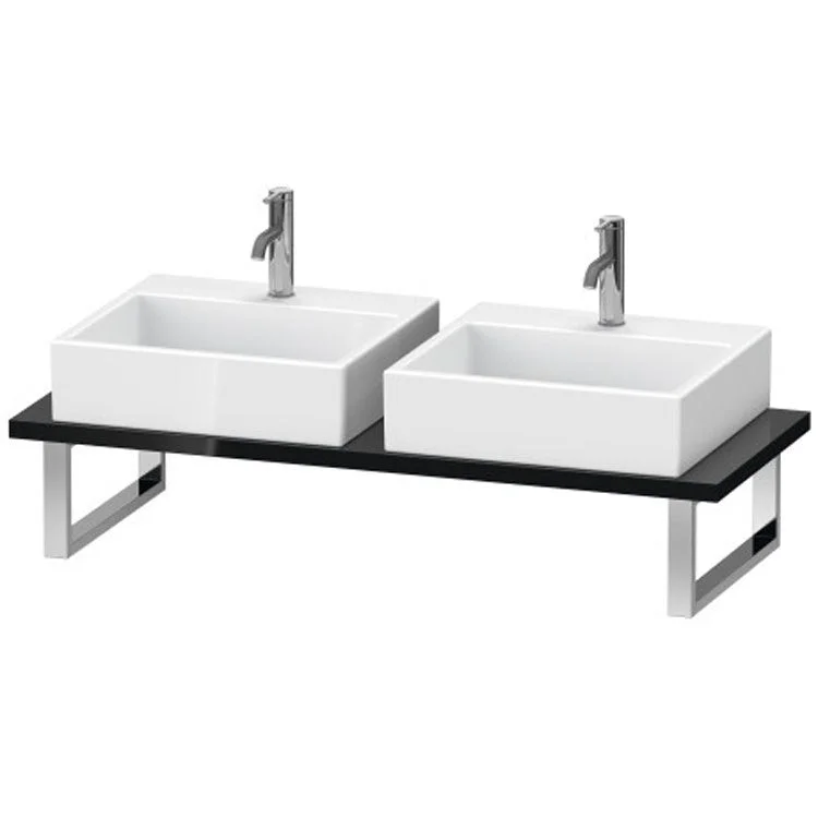 Lavatory Console L-Cube Black Double Basin 31-1/2 x 21-5/8 Inch 1-1/8 Inch