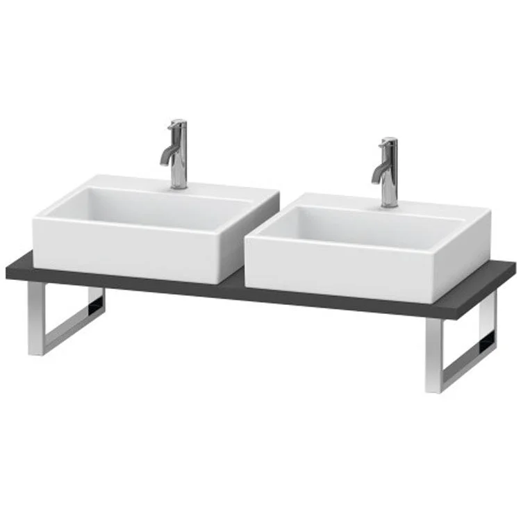 Lavatory Console L-Cube Graphite Matte Double Basin 31-1/2 x 21-5/8 Inch 1-1/8 Inch Two Cut-Outs