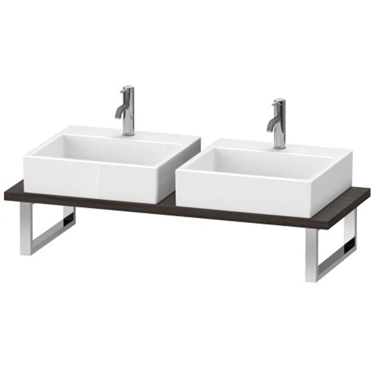 Lavatory Console L-Cube Chestnut Dark Double Basin 21-5/8 x 31-1/2 Inch 1-1/8 Inch