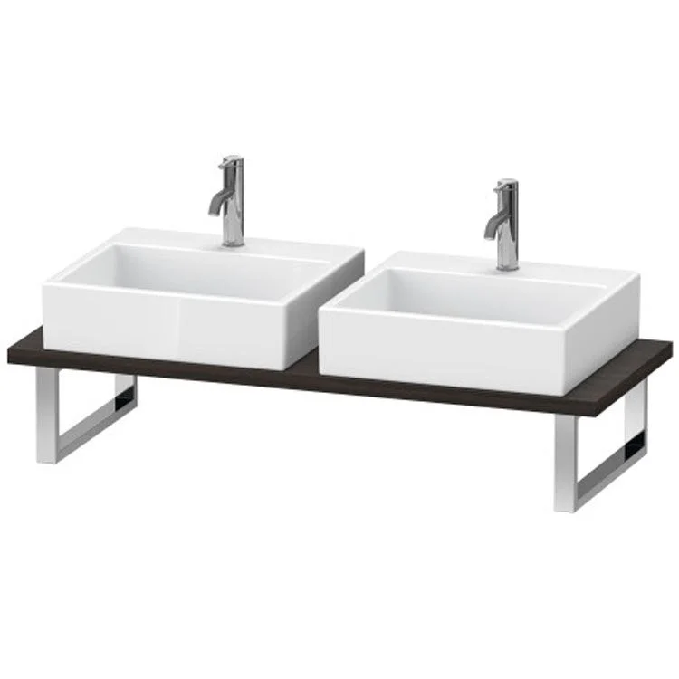 Lavatory Console L-Cube Brushed Walnut Double Basin 21-5/8 x 31-1/2 Inch 1-1/8 Inch