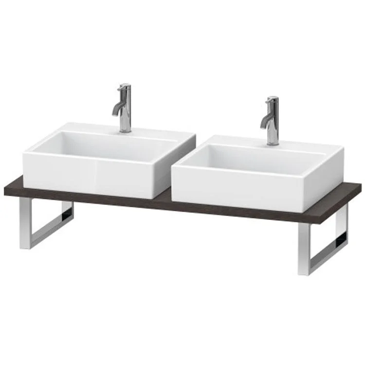 Lavatory Console L-Cube Brushed Dark Oak Double Basin 21-5/8 x 31-1/2 Inch 1-1/8 Inch