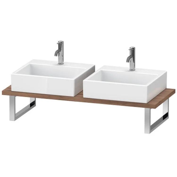 Lavatory Console L-Cube Natural Walnut Double Basin 31-1/2 x 21-5/8 Inch 1-1/8 Inch