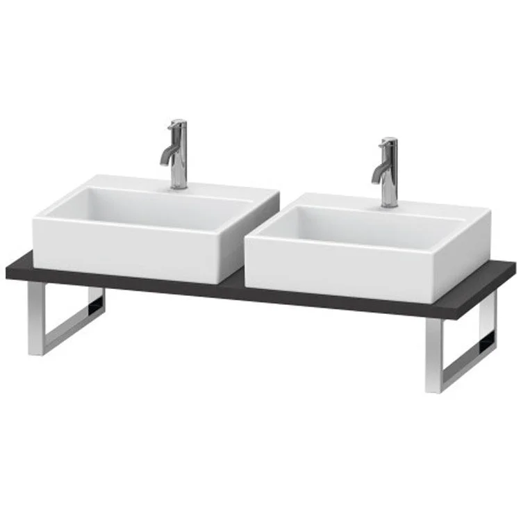 Lavatory Console L-Cube Graphite Super Matte Double Basin 21-5/8 x 31-1/2 Inch 1-1/8 Inch