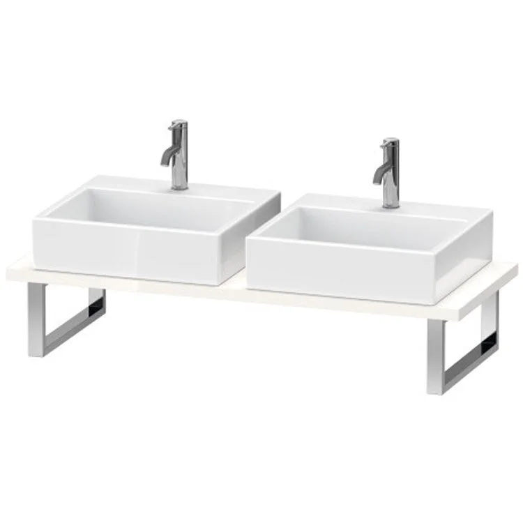 Lavatory Console L-Cube White High Gloss Lacquer Double Basin 21-5/8 x 31-1/2 Inch 1-1/8 Inch