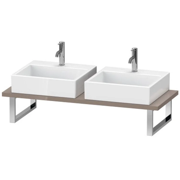 Lavatory Console L-Cube Cappuccino High Gloss Double Basin 31-1/2 x 21-5/8 Inch 1-1/8 Inch