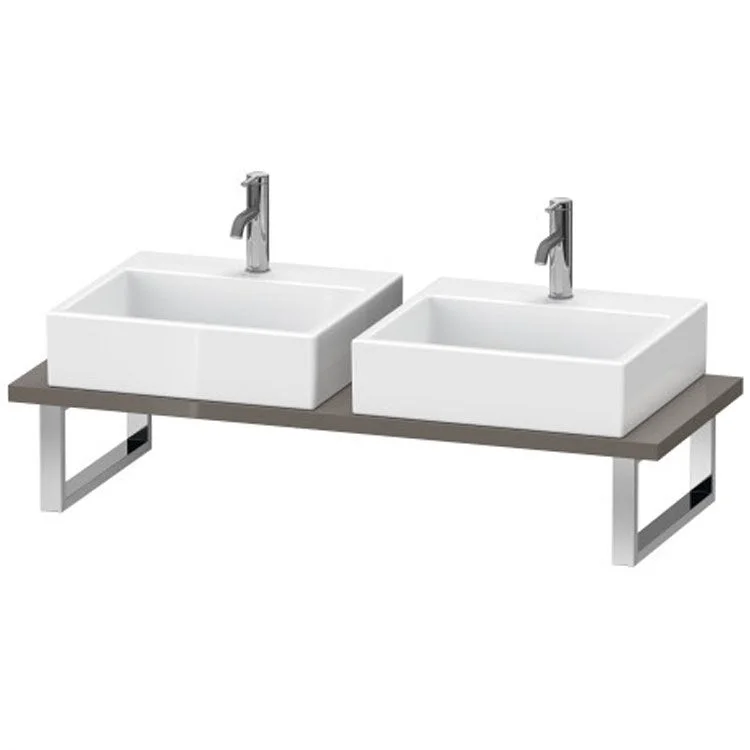 Lavatory Console L-Cube Flannel Gray High Gloss Double Basin 31-1/2 x 21-5/8 Inch 1-1/8 Inch