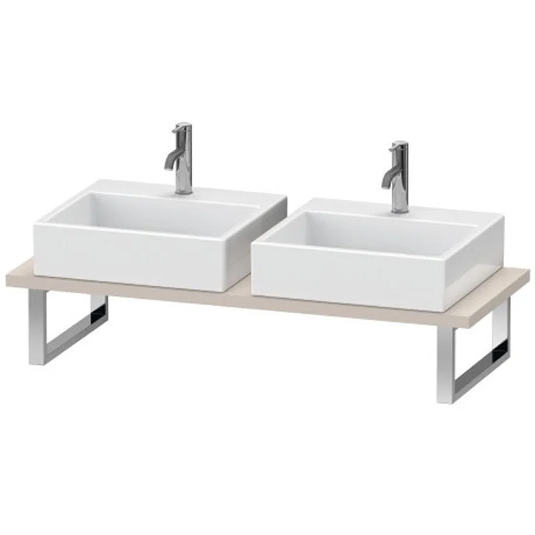 Lavatory Console L-Cube Taupe Matte Double Basin 31-1/2 x 21-5/8 Inch 1-1/8 Inch