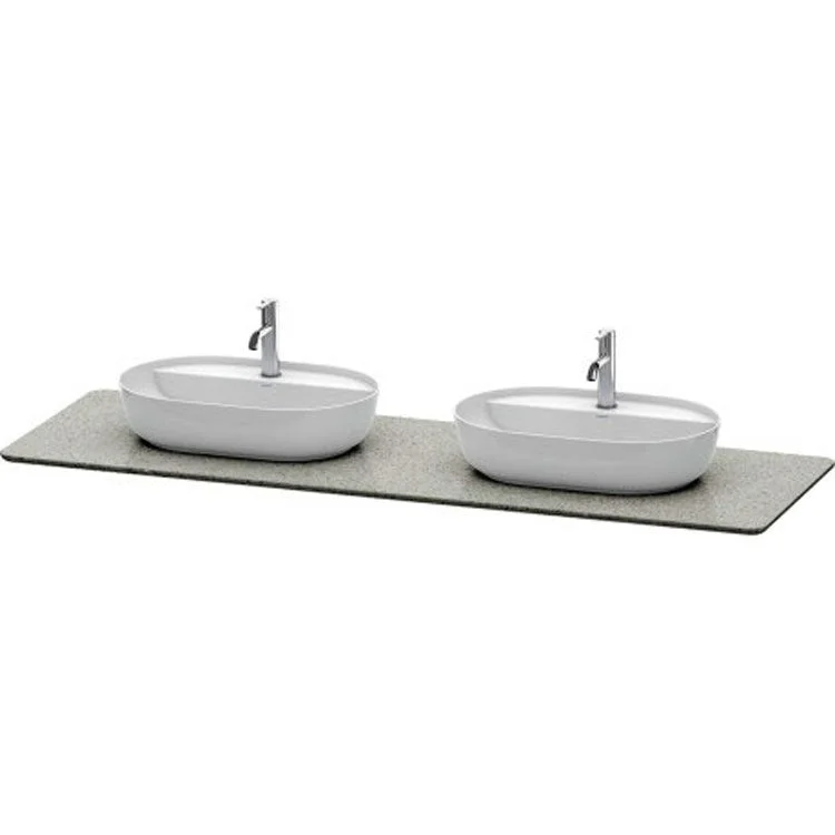 Lavatory Console Luv Quartz Stone Gray Structure Double Basin 23-3/8 x 70-1/4 Inch