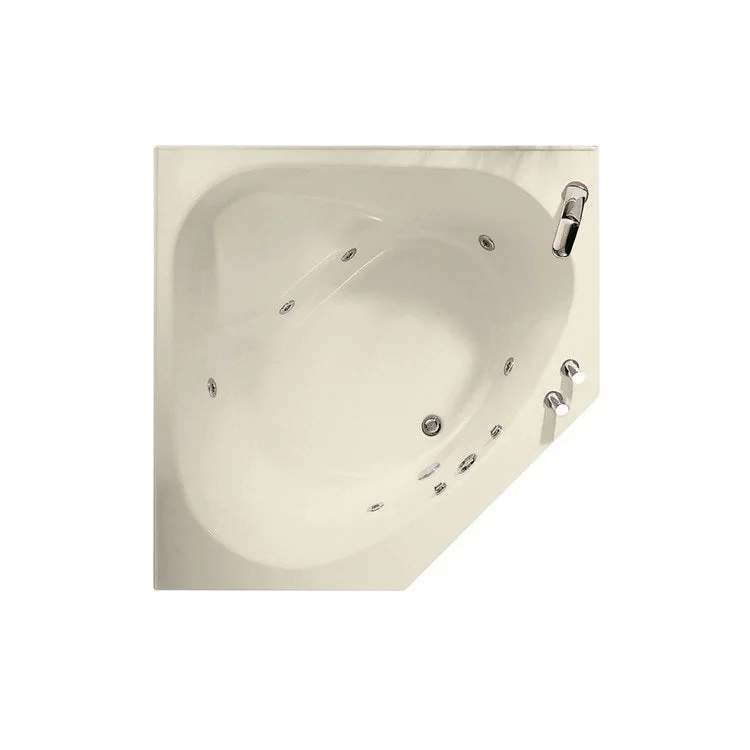 Tub Tandem II 60L x 60W Inch Corner Whirlpool Center Bone Acrylic