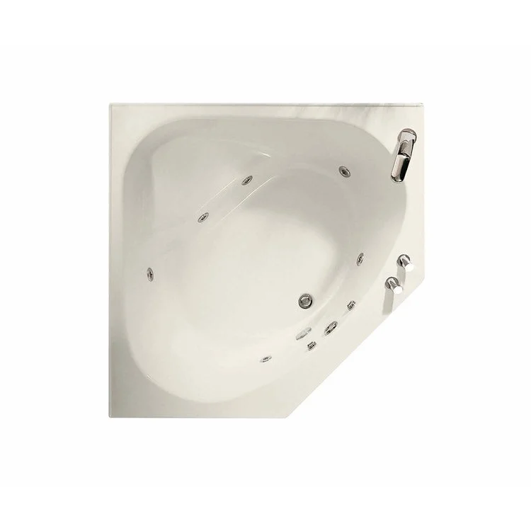 Tub Tandem II 60L x 60W Inch Corner Whirlpool Center Biscuit Acrylic