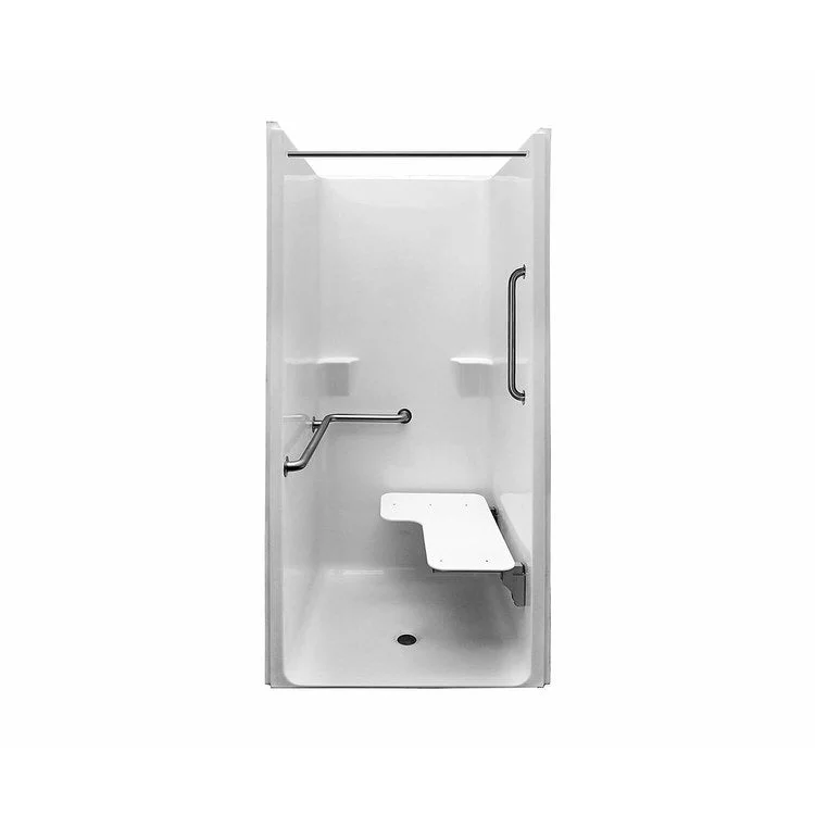 Shower MXQSI-3682-BF 0.625 Inch ADA RRF Alcove 1 Piece White 42 x 37 Inch ADA AcrylX Left Valve Wall Right Hand Seat 42 Inch ADA