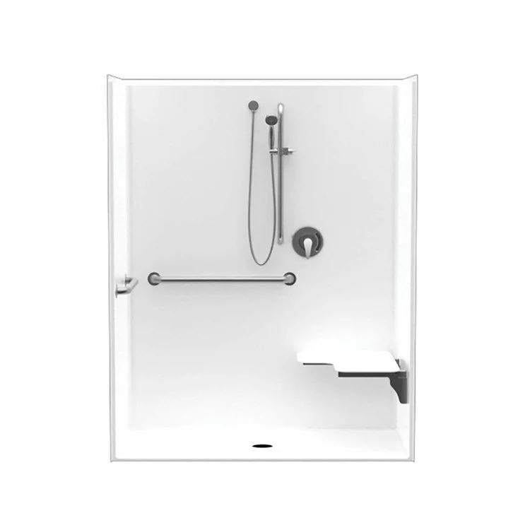 Shower MXQSI-6233-BF 0.75 Inch Alcove 1 Piece White 62 x 32 Inch AcrylX Left Seat Center Drain 62 Inch