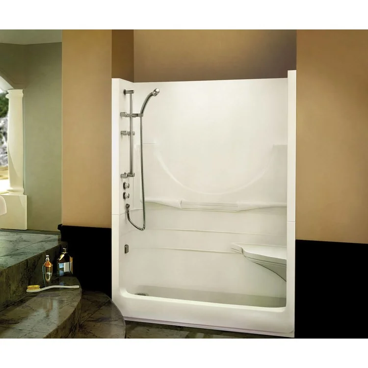 Shower Allegro II Alcove 1 Piece White 59 x 32 Inch Acrylic Left Seat Right Drain 59-1/4 Inch