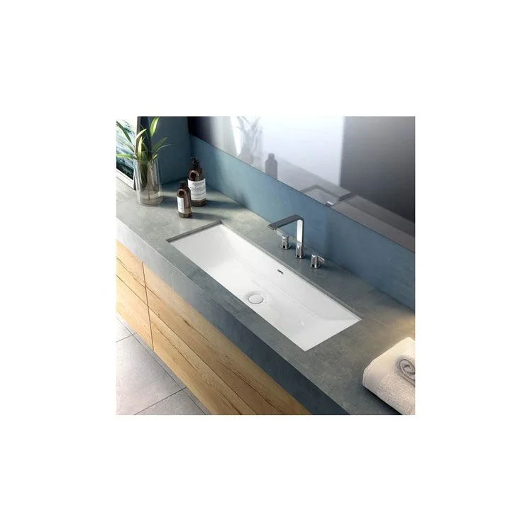 Lavatory Sink Rossendale Undermount or Drop-In 14.875 x 41.875 Inch Rectangle White