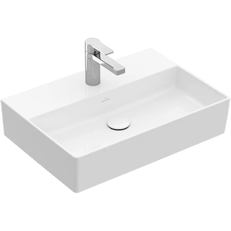 Lavatory Sink Memento 2.0 Wall Mount 19-5/8 x 16-1/2 x 5-3/8 Inch Rectangle White Alpin CeramicPlus with Overflow 3 Holes